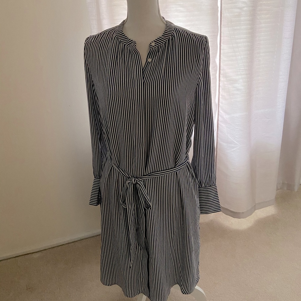 Blue and white stripe dress